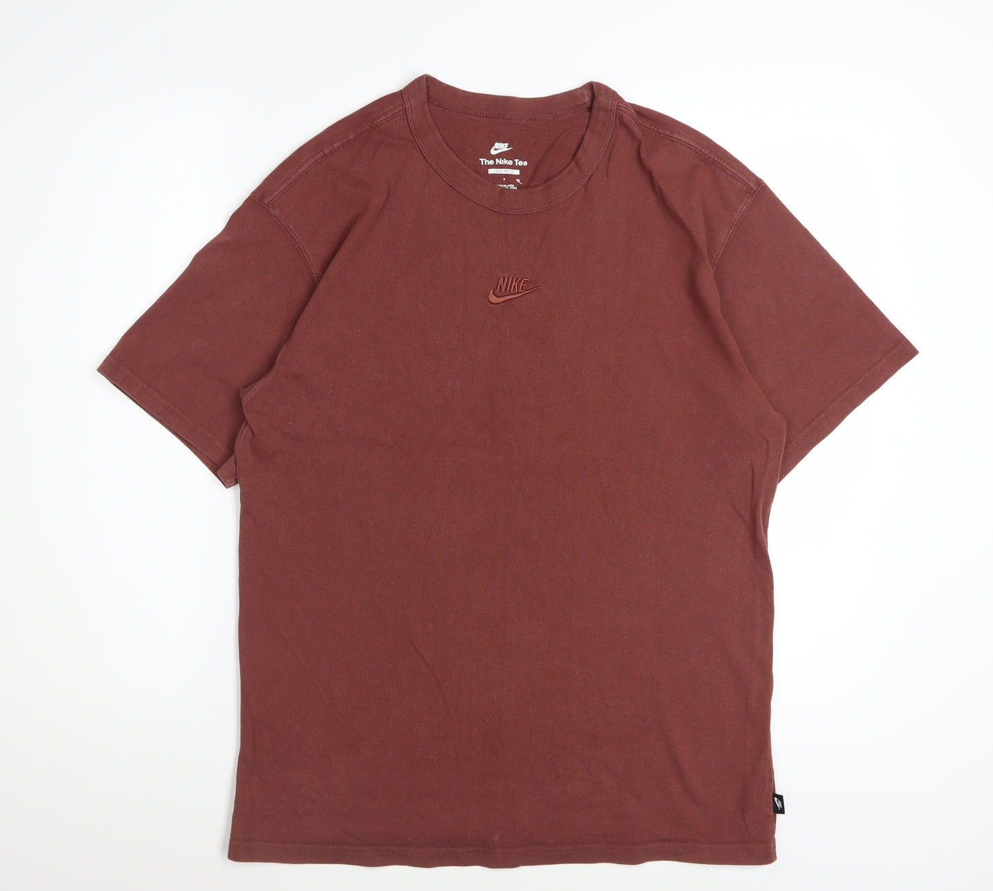 Nike Men's Brown Loose Fit Crew Neck Cotton T-Shirt Size L