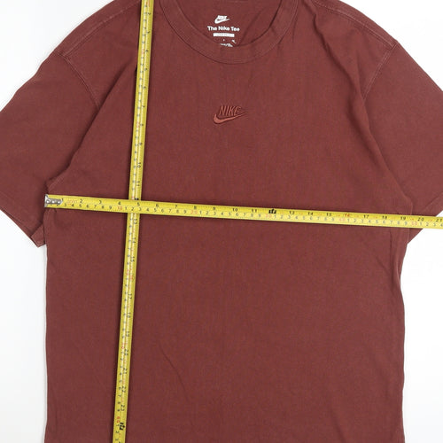 Nike Men's Brown Loose Fit Crew Neck Cotton T-Shirt Size L