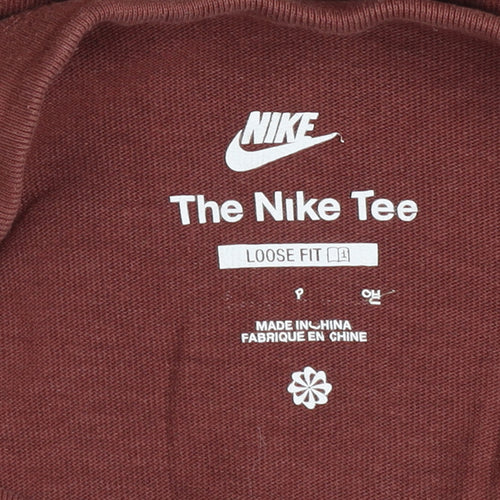 Nike Men's Brown Loose Fit Crew Neck Cotton T-Shirt Size L