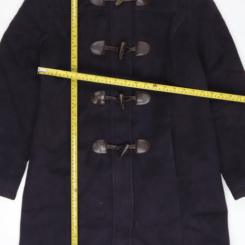 L.L. Bean Women's Black Wool Duffle Coat Size 8 Hooded Mid-Length