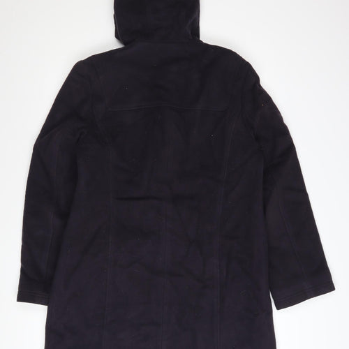 L.L. Bean Women's Black Wool Duffle Coat Size 8 Hooded Mid-Length