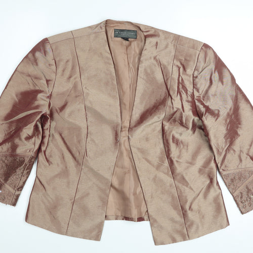 JM Collections Women Brown 3/4 Sleeve Beaded Formal Blazer Size 12