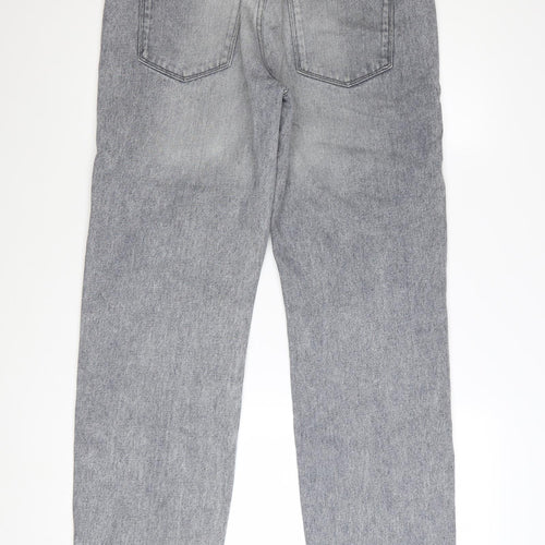 boohooMAN Men's Grey Distressed Straight Fit Jeans Size 32
