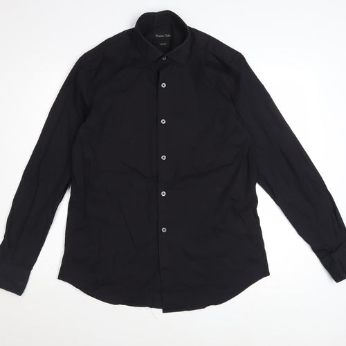 Massimo Dutti Men's Black Regular Fit Long Sleeve Dress Shirt M