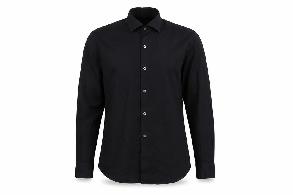 Massimo Dutti Men's Black Regular Fit Long Sleeve Dress Shirt M