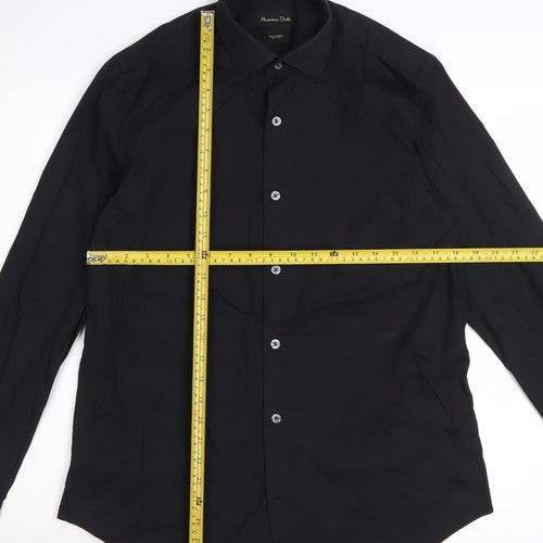 Massimo Dutti Men's Black Regular Fit Long Sleeve Dress Shirt M