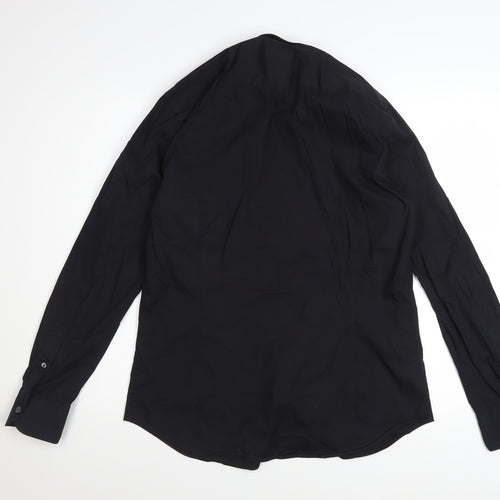Massimo Dutti Men's Black Regular Fit Long Sleeve Dress Shirt M