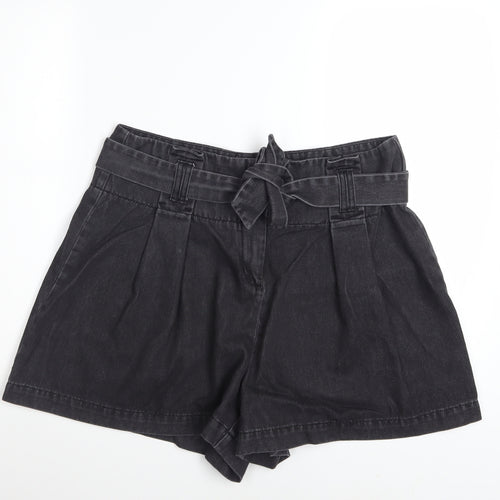 George Women’s Black Paperbag Shorts Size 16 Cotton Blend High Waist
