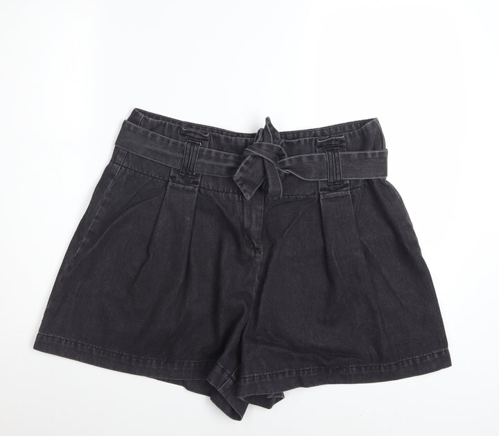 George Women’s Black Paperbag Shorts Size 16 Cotton Blend High Waist