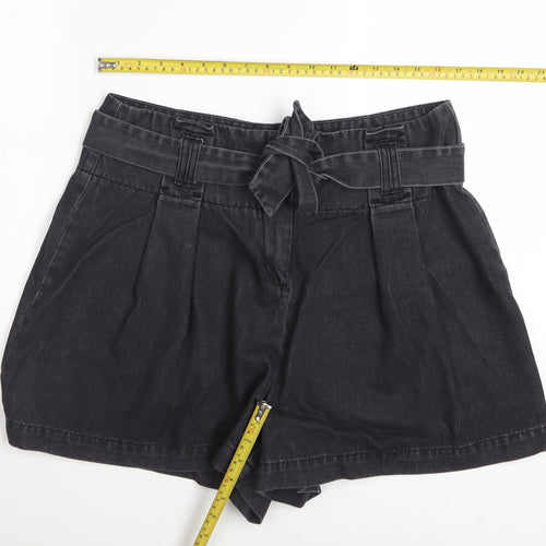 George Women’s Black Paperbag Shorts Size 16 Cotton Blend High Waist