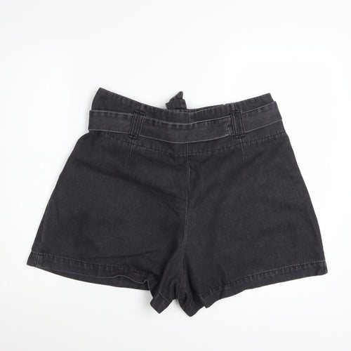 George Women’s Black Paperbag Shorts Size 16 Cotton Blend High Waist