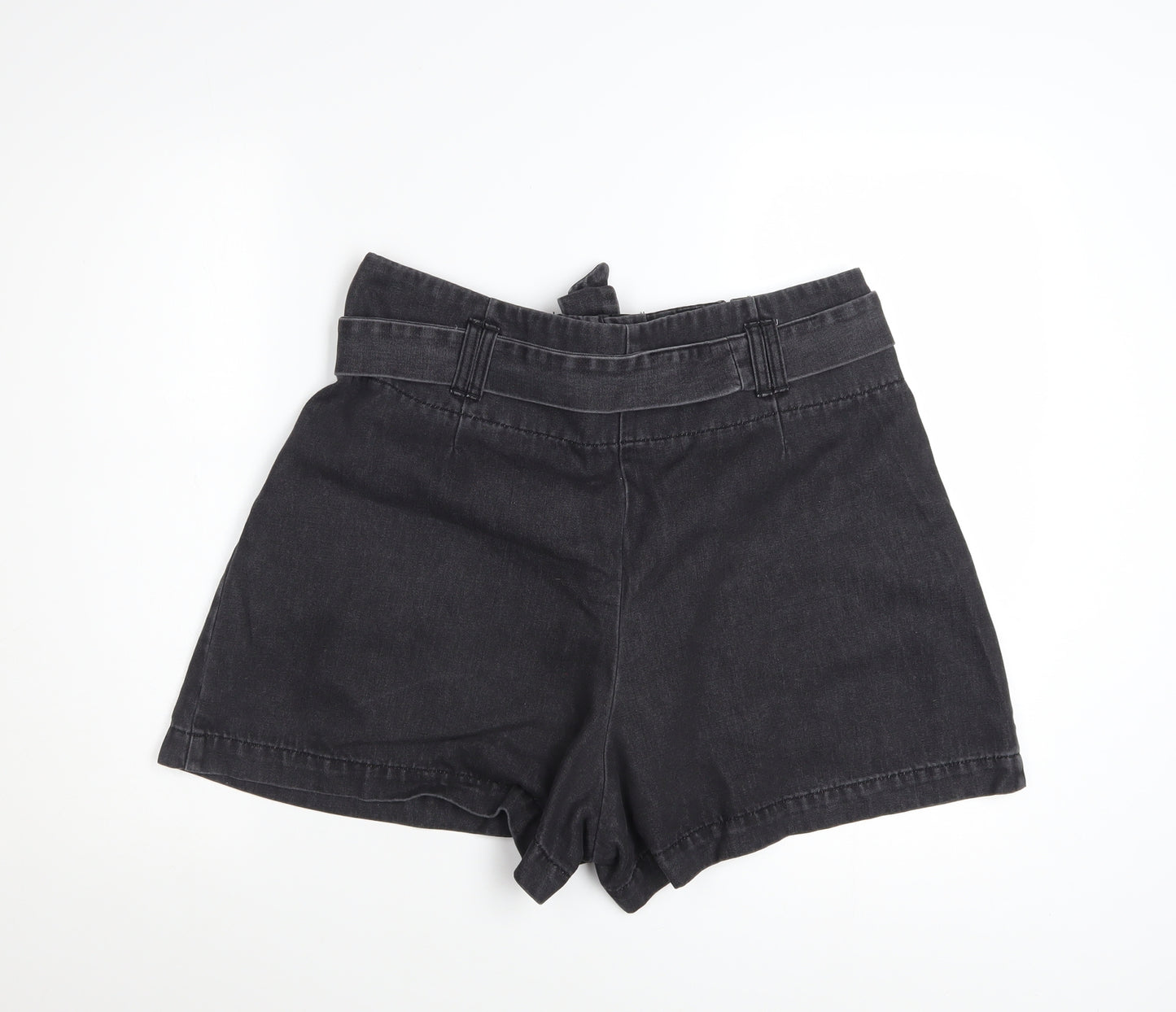 George Women’s Black Paperbag Shorts Size 16 Cotton Blend High Waist