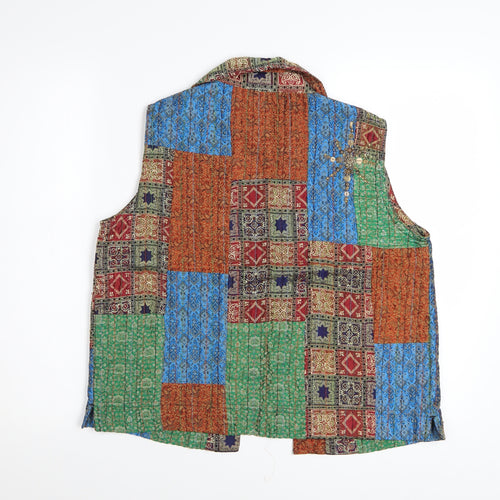 Chico’s Multicoloured Patchwork Quilted Waistcoat Women’s Size M Bohemian Style