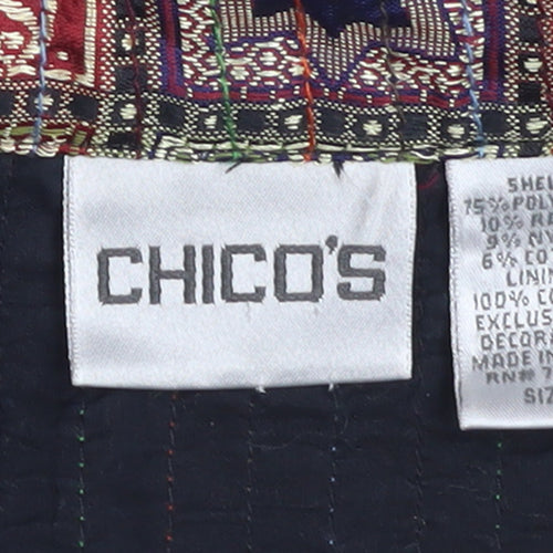 Chico’s Multicoloured Patchwork Quilted Waistcoat Women’s Size M Bohemian Style