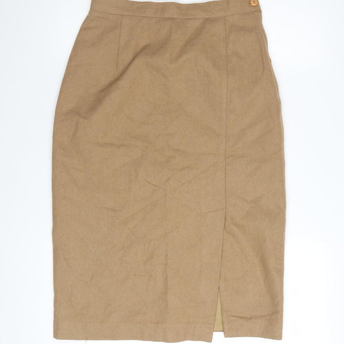SK & Company Women Beige Wool Blend Midi Pencil Skirt Size 10
