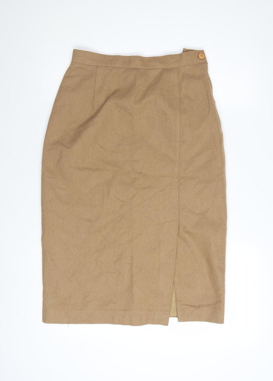 SK & Company Women Beige Wool Blend Midi Pencil Skirt Size 10