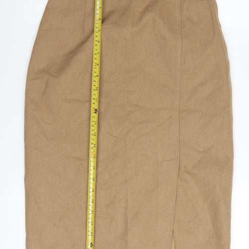 SK & Company Women Beige Wool Blend Midi Pencil Skirt Size 10