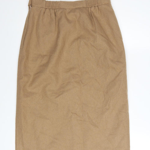 SK & Company Women Beige Wool Blend Midi Pencil Skirt Size 10