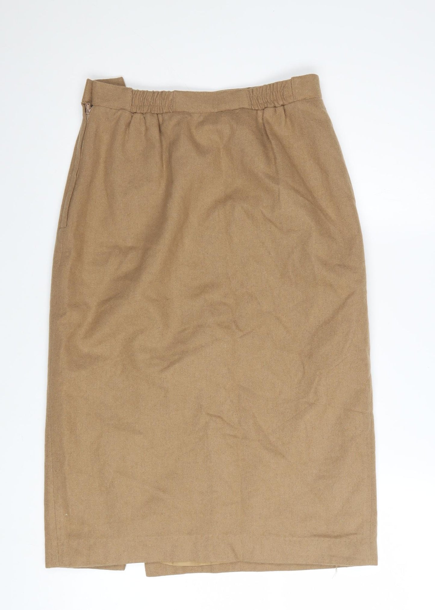 SK & Company Women Beige Wool Blend Midi Pencil Skirt Size 10