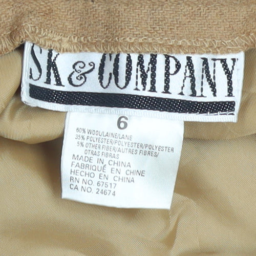 SK & Company Women Beige Wool Blend Midi Pencil Skirt Size 10