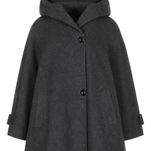 Hilary Radley Women’s Grey Wool Blend Hooded Overcoat Size 8