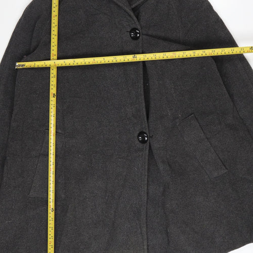 Hilary Radley Women’s Grey Wool Blend Hooded Overcoat Size 8