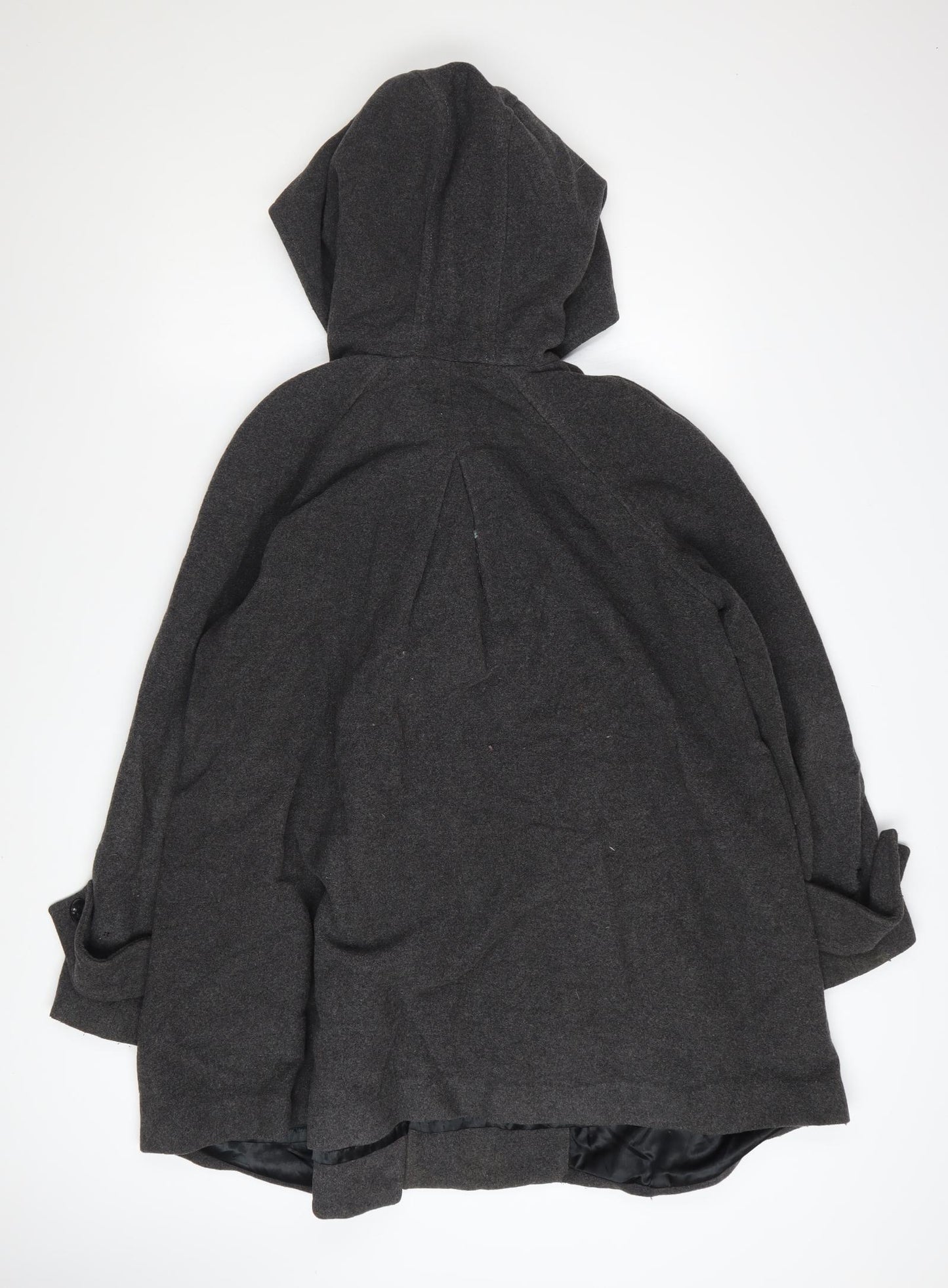 Hilary Radley Women’s Grey Wool Blend Hooded Overcoat Size 8