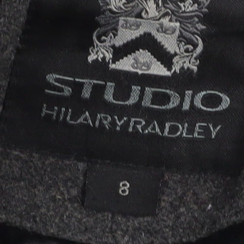 Hilary Radley Women’s Grey Wool Blend Hooded Overcoat Size 8