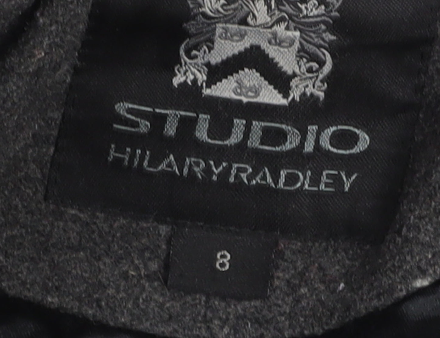 Hilary Radley Women’s Grey Wool Blend Hooded Overcoat Size 8