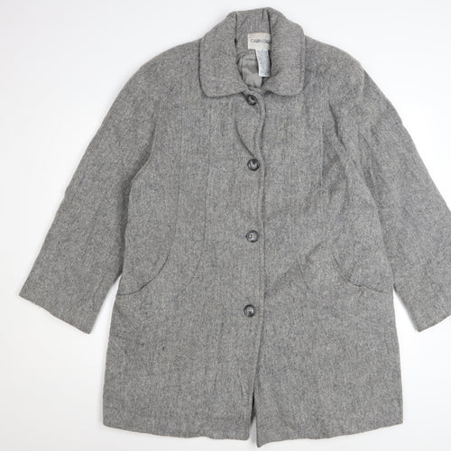 Cabin Creek Women's Grey Wool Blend Mid-Length Coat Size 12 Button Front