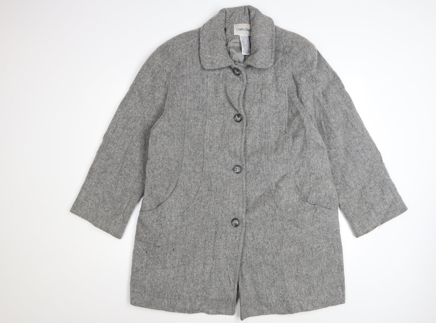 Cabin Creek Women's Grey Wool Blend Mid-Length Coat Size 12 Button Front