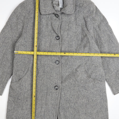 Cabin Creek Women's Grey Wool Blend Mid-Length Coat Size 12 Button Front