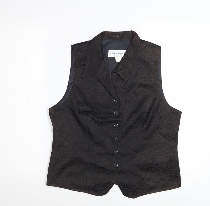 Norton McNaughton Black Cotton Blend Sleeveless Suit Waistcoat Size 12