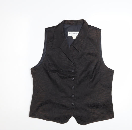 Norton McNaughton Black Cotton Blend Sleeveless Suit Waistcoat Size 12