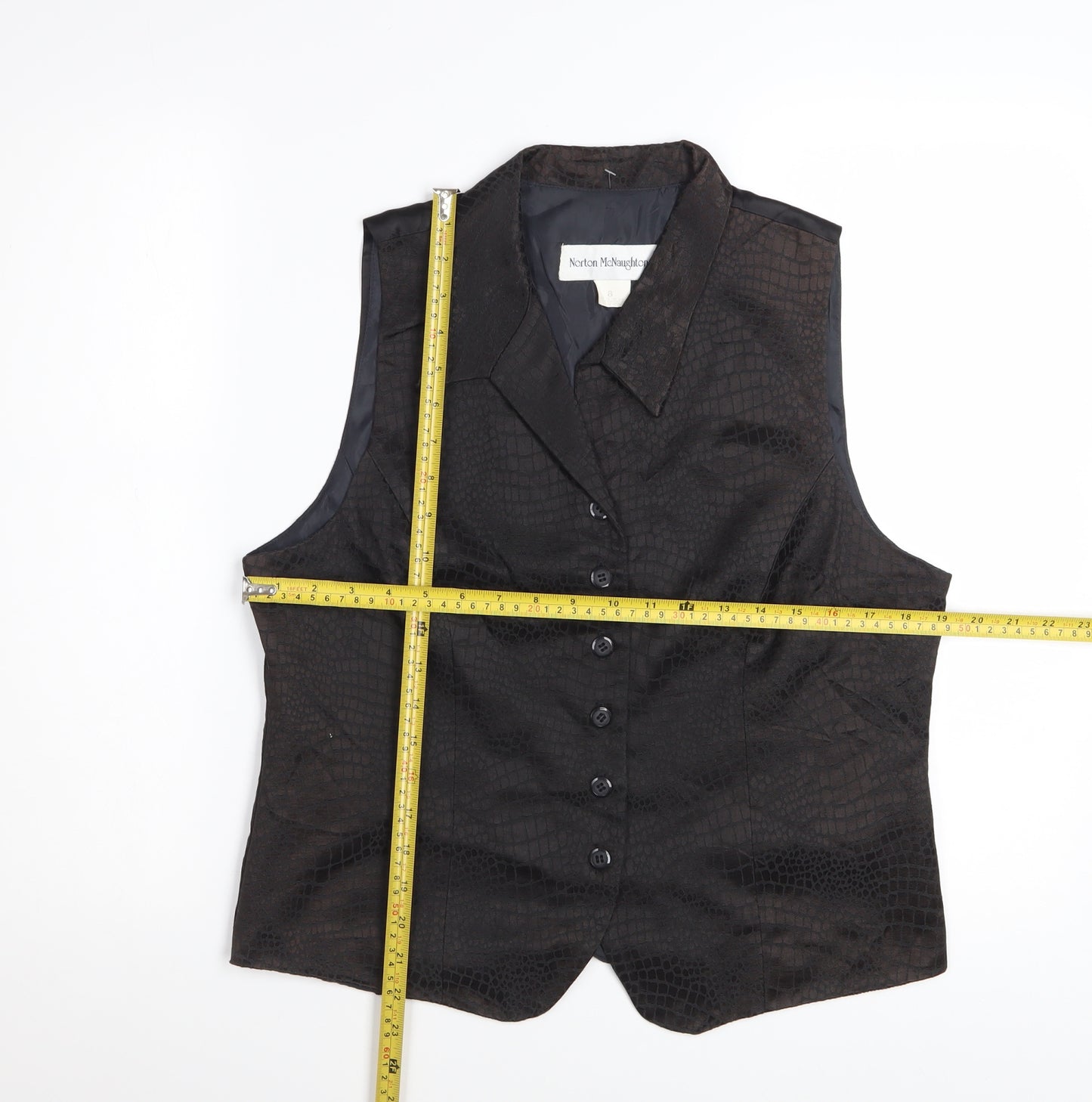Norton McNaughton Black Cotton Blend Sleeveless Suit Waistcoat Size 12