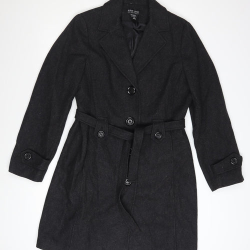 New York & Company Women's Black Wool Trench Coat Size 10