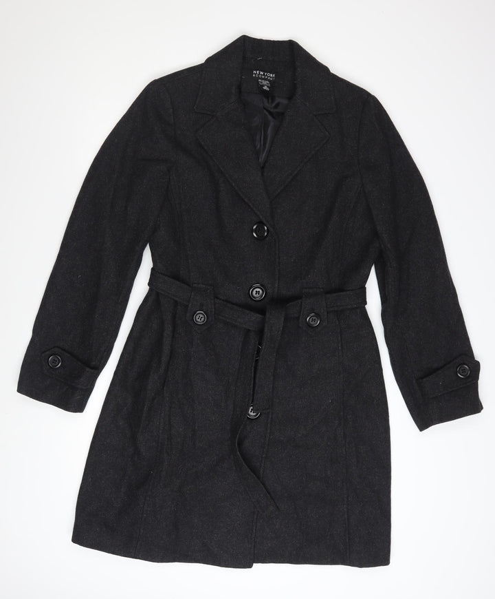 New York & Company Women's Black Wool Trench Coat Size 10