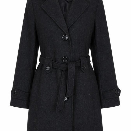 New York & Company Women's Black Wool Trench Coat Size 10