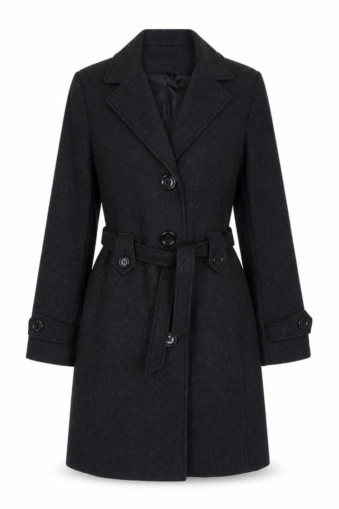 New York & Company Women's Black Wool Trench Coat Size 10