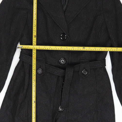 New York & Company Women's Black Wool Trench Coat Size 10