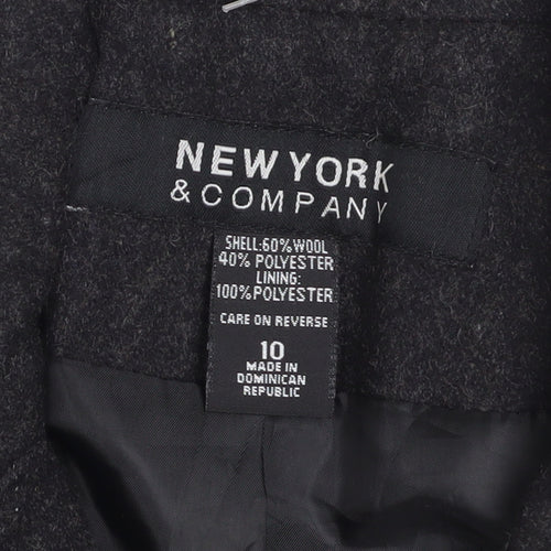 New York & Company Women's Black Wool Trench Coat Size 10