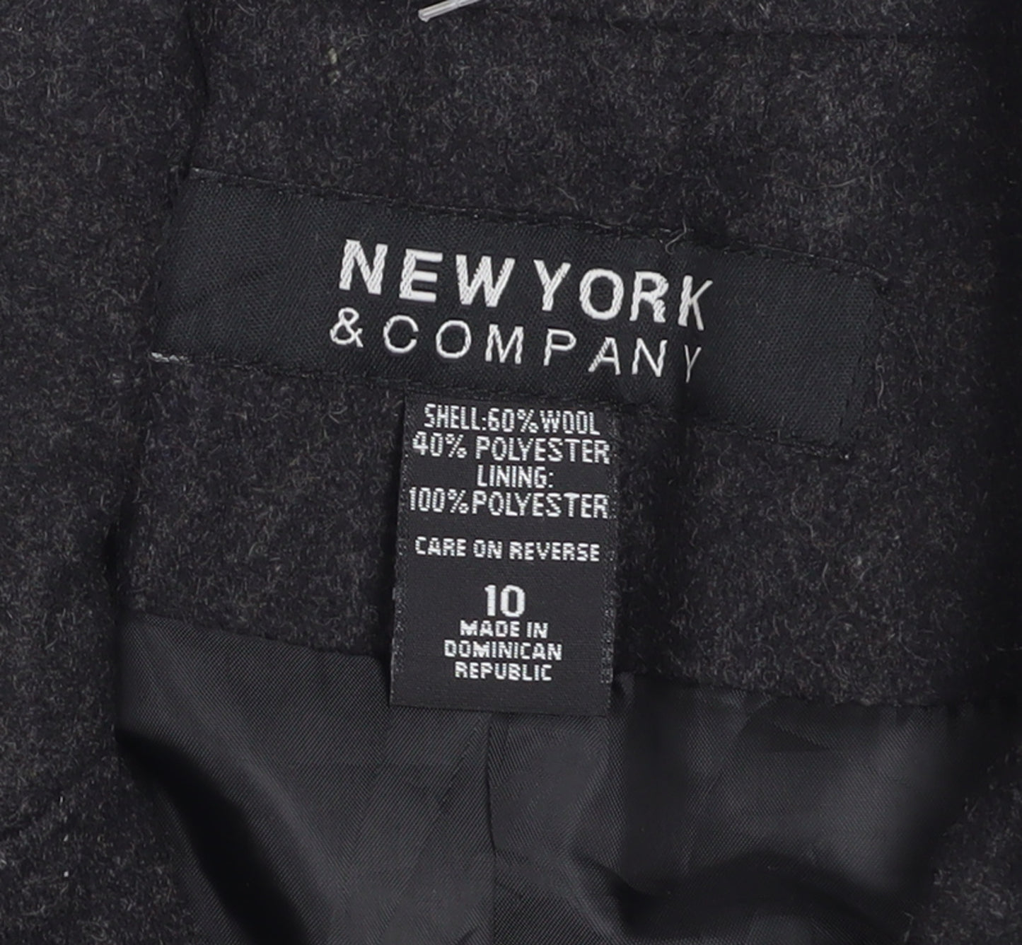New York & Company Women's Black Wool Trench Coat Size 10