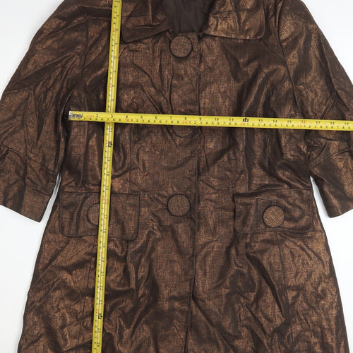 Nygard Collection Women's Brown Linen Blend 3/4 Sleeve Mid-Length Coat Size 12