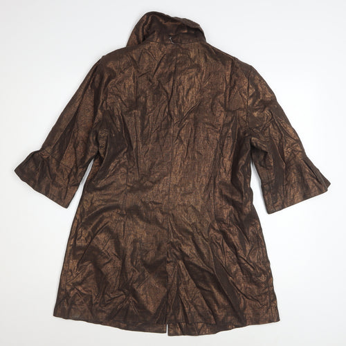 Nygard Collection Women's Brown Linen Blend 3/4 Sleeve Mid-Length Coat Size 12