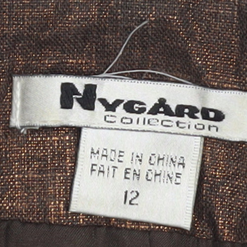 Nygard Collection Women's Brown Linen Blend 3/4 Sleeve Mid-Length Coat Size 12