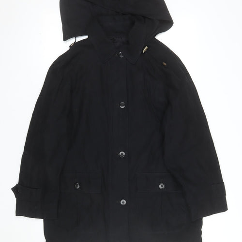London Fog Women's Black Petite L Hooded Rain Coat Waterproof Long Jacket