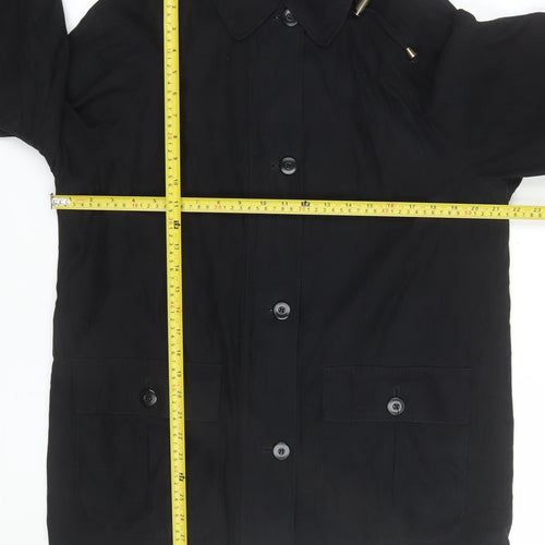 London Fog Women's Black Petite L Hooded Rain Coat Waterproof Long Jacket