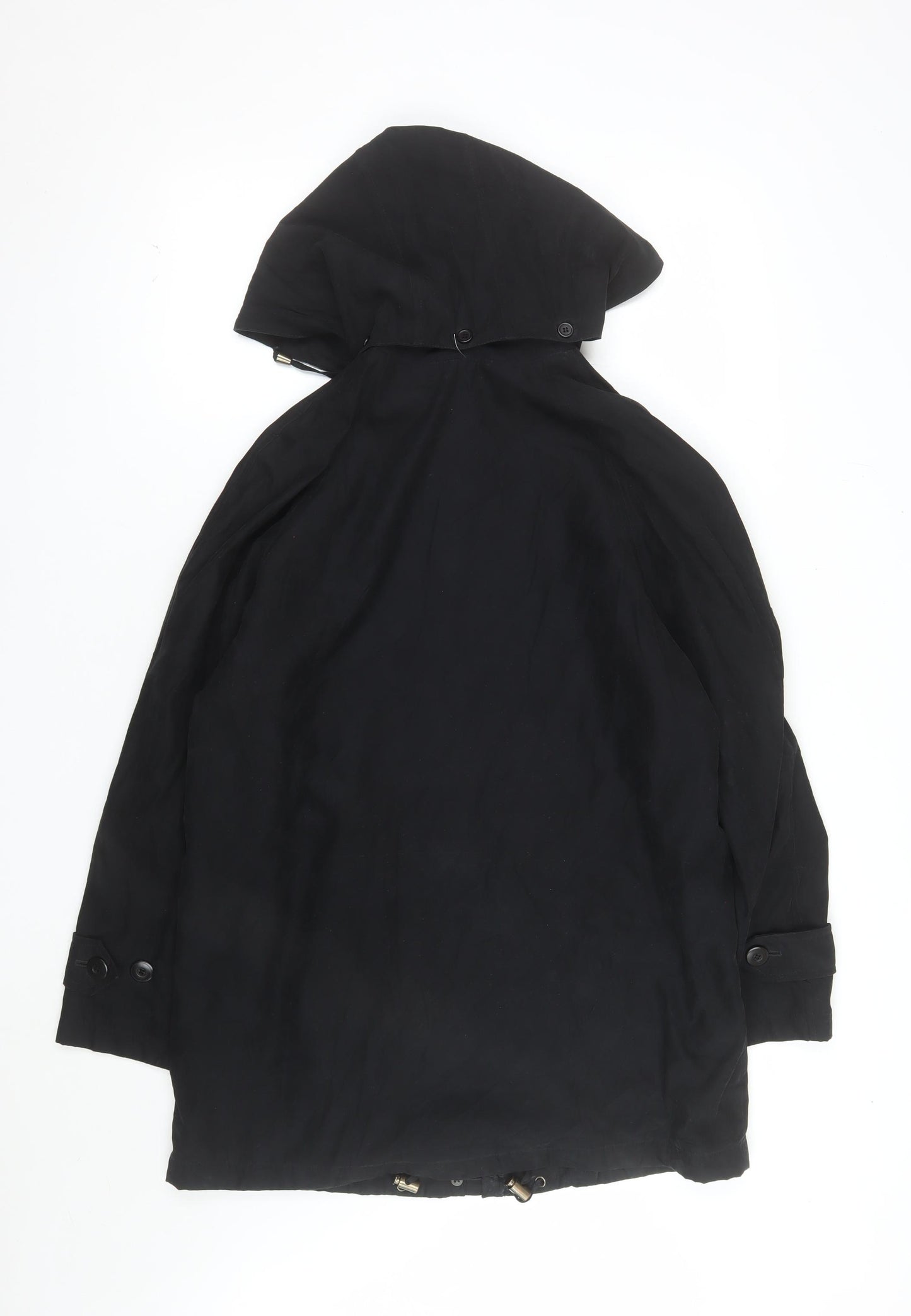 London Fog Women's Black Petite L Hooded Rain Coat Waterproof Long Jacket