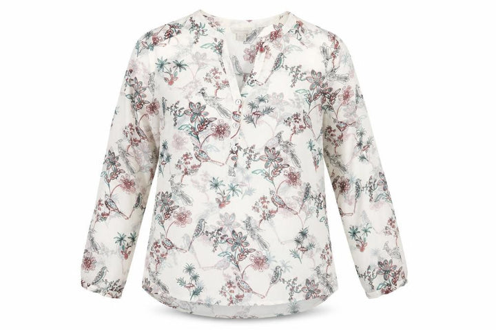 Monsoon Women's Ivory Floral Bird Print Tunic Blouse Size 12
