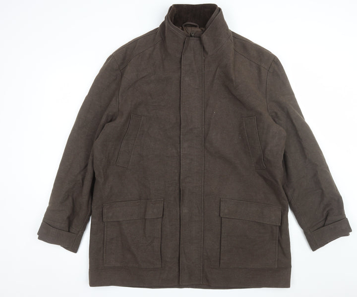 Thomas Nash Men's Brown 2XL Cotton Overcoat Jacket